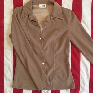 Vtg faux suede snap shirt S